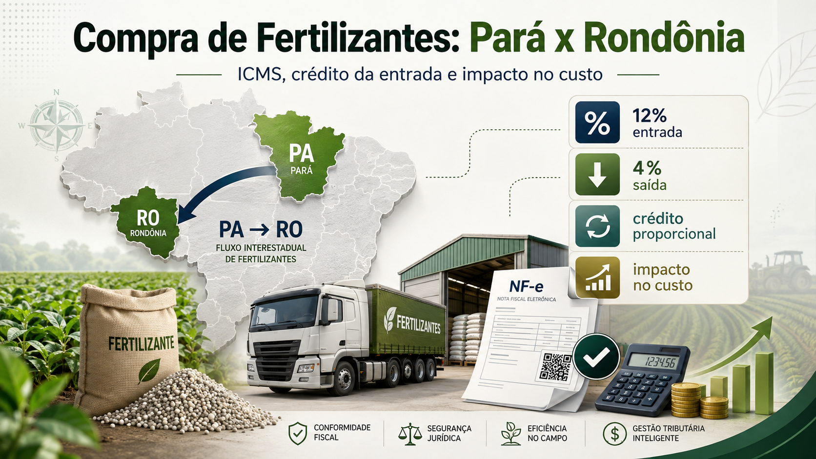 Compra de Fertilizantes do Pará para Rondônia: atenção ao ICMS e ao crédito da entrada